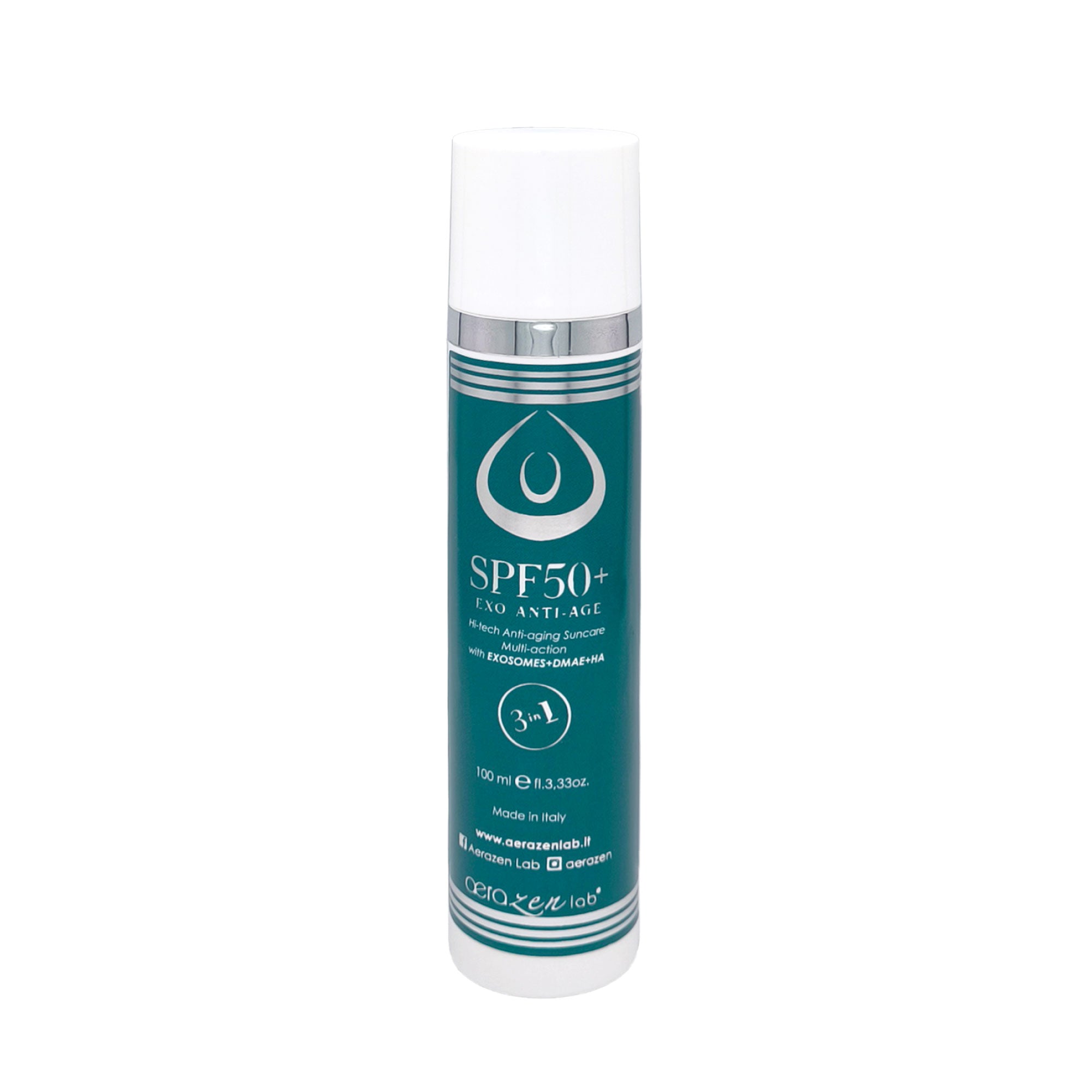 SPF 50 - Anti-Age Hi-Tech - Wysoka ochrona przed promieniami słonecznymi z DMAE + HA - Aerazen Lab.